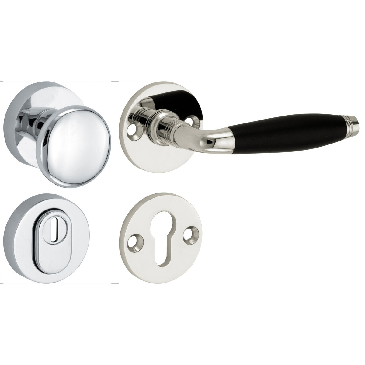 Artitec Mi Satori SKG3 knop/kruk op rozet Bonton ebben glans nikkel / glans chroom – vooraanzicht