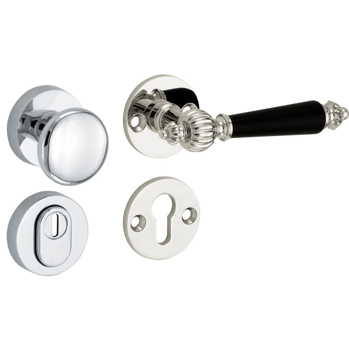 Artitec Mi Satori knop/kruk op rozet Nouveau ebben glans nikkel / glans chroom productfoto