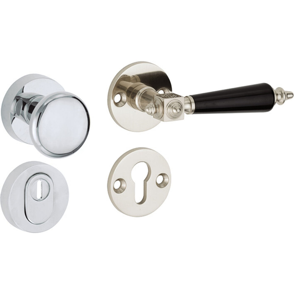 Artitec Mi Satori knop/kruk op rozet Roman glans nikkel bakeliet / glans chroom productfoto