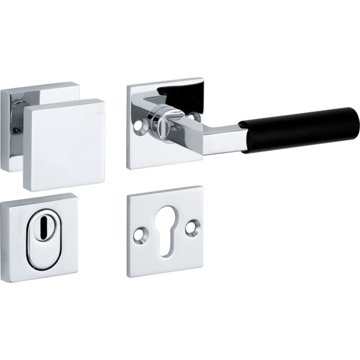 Artitec Mi Satori SKG3 knop/kruk op rozet Bauhaus ebben glans chroom – vooraanzicht