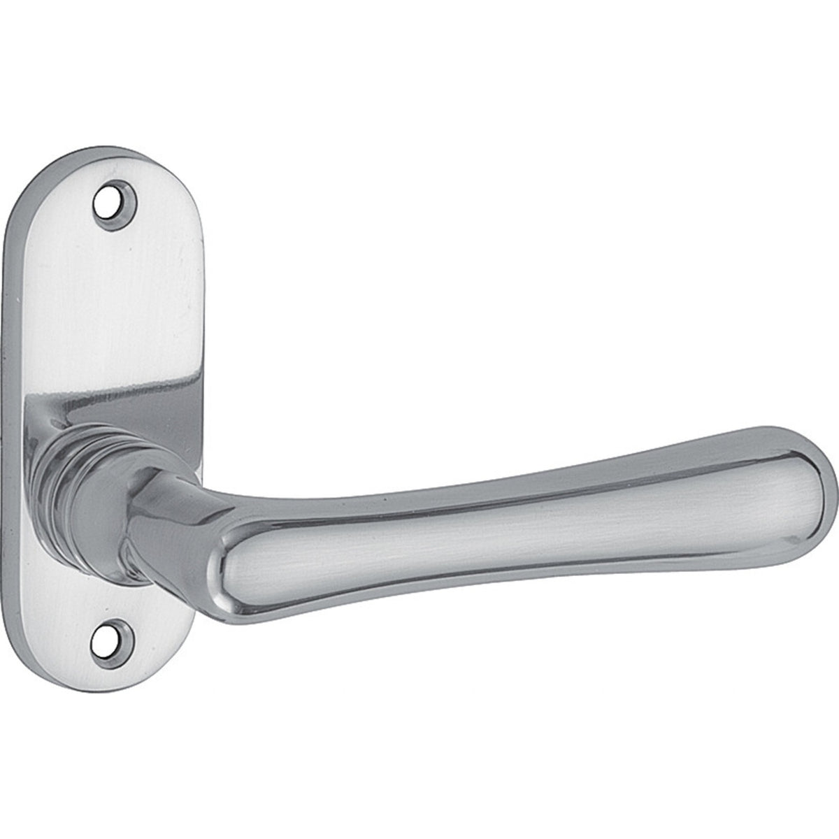 Artitec deurkruk op rozet Linea/ovaal patent glans chroom – vooraanzicht
